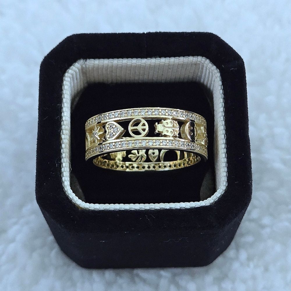 Neo Relique Gold💛 Double✌️ Band Ring💍 with Symbols - NIB